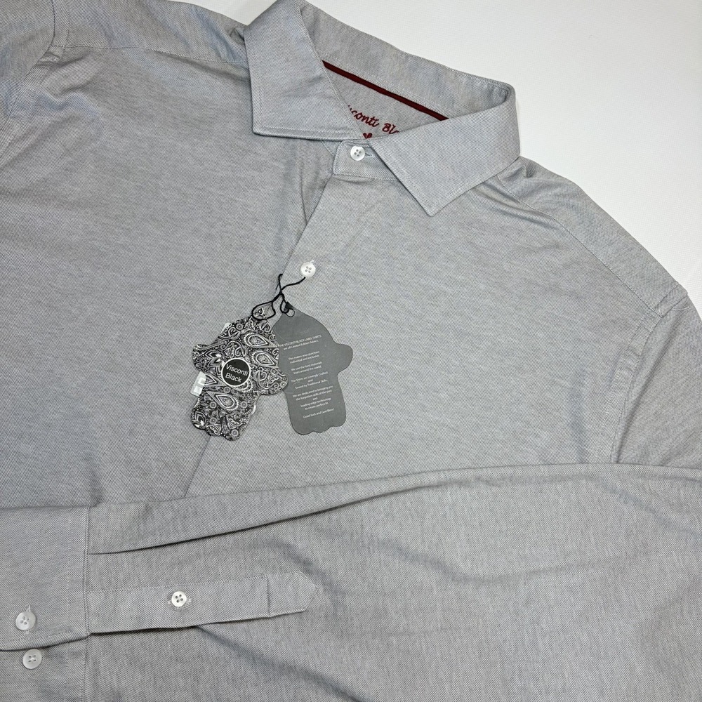 Visconti Black Shirt Mens XL Gray Long Sleeve Button Up Limited Edition NWT